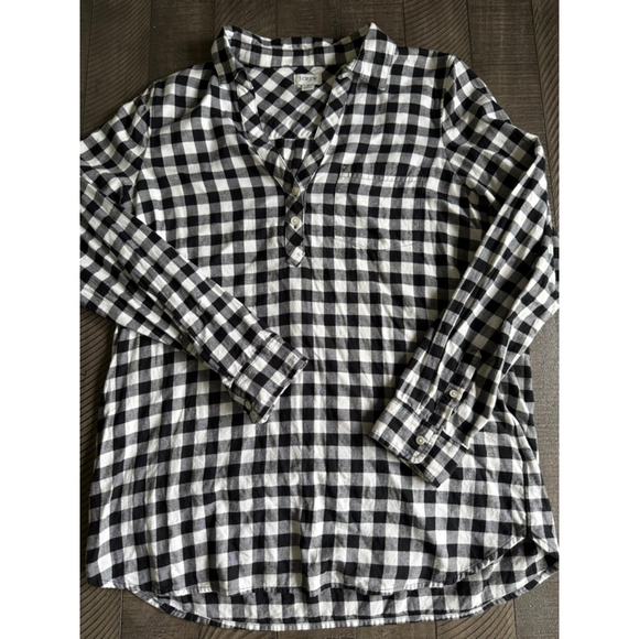 J.Crew Gingham Popover Shirt – Black & White Check, 100% Cotton, Size S - Picture 3 of 8